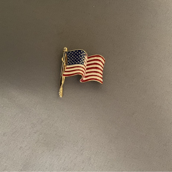 Ciner Vintage Patriotic American Hand-Painted Flag Brooch. - Picture 3 of 5